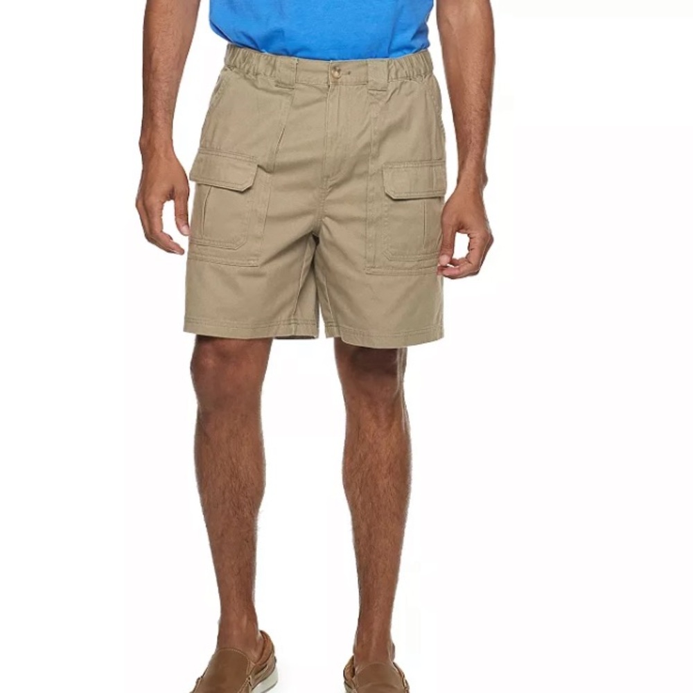 Croft & Barrow Cargo Shorts Mens Size 44 Tan Side Elastic Summer Grandpa…